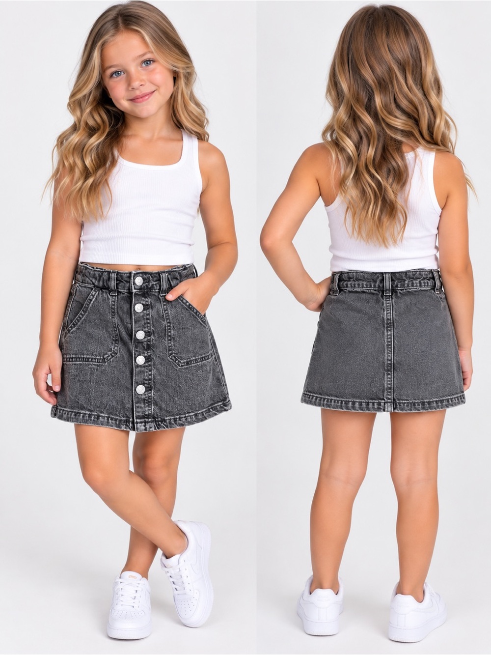 Target 🎯 Cat & Jack Washed Black Button-Front Denim Skirt